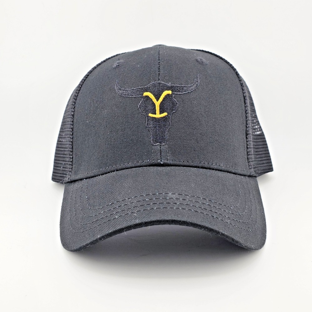 Yellowstone Dutton Ranch Cap Hat Logo Paramount Black Mesh Snapback Adjustable